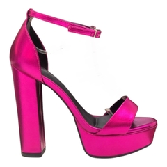 SANDÁLIA FEMININA SALTO ALTO METALIZADA ROSA LATELIER 82083