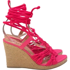 SANDÁLIA FEMININA ANABELA AMARRAÇÃO PINK LIA LINE 218871018 - loja online