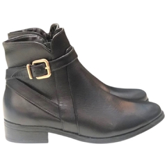 BOTA FEMININA CANO BAIXO COURO PRETO SANTA FLOR 20071005 - loja online