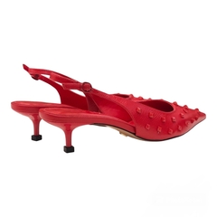 SLINGBACK SALTO BAIXO VERMELHO COM TACHAS VICENZA 116350001 - PISTA LIVRE