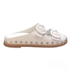 BIRKEN COURO VERNIZ BRANCO COM PEDRARIA PRATA MAITHE 007B42