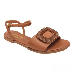 SANDÁLIA RASTEIRA CARAMELO COM FIVELA DE BRILHO ELIZ 885605 - comprar online