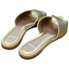FLAT COURO BICO FOLHA METALIZADO DOURADO CARRANO 707002 - PISTA LIVRE