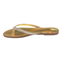 CHINELO DOURADO COM TIRAS DE BRILHO PRATA SANTA FLOR 110015S na internet