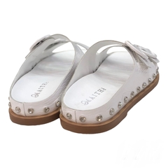 BIRKEN COURO VERNIZ BRANCO COM PEDRARIA PRATA MAITHE 007B42 - loja online
