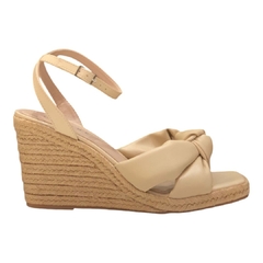 SANDÁLIA FEMININA ANABELA COURO BEGE LIA LINE 71418L