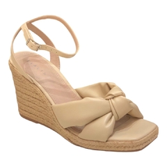 SANDÁLIA FEMININA ANABELA COURO BEGE LIA LINE 71418L - comprar online