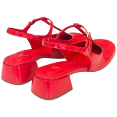 SLINGBACK COURO VERNIZ VERMELHO CARRANO 725003 - PISTA LIVRE