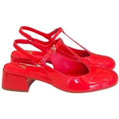 SLINGBACK COURO VERNIZ VERMELHO CARRANO 725003 - loja online