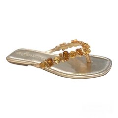 CHINELO FEMINIO PEDRARIA DOURADO LOUCOS E SANTOS L10133012 - comprar online