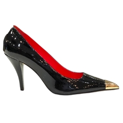 SCARPIN COURO SALTO MÉDIO VERNIZ PRETO CARRANO 493004C