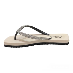 CHINELO FEMININO EMBORRACHADO OFF WHITE COM TIRA BRILHO AZLA 01235035 na internet