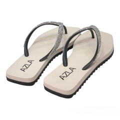 CHINELO FEMININO EMBORRACHADO OFF WHITE COM TIRA BRILHO AZLA 01235035 - PISTA LIVRE