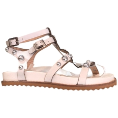 SANDÁLIA BIRKEN COURO OFF WHITE TACHAS PRATA RAPHAELLA BOOZ 16123223