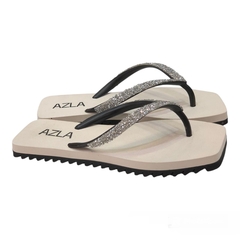 CHINELO FEMININO EMBORRACHADO OFF WHITE COM TIRA BRILHO AZLA 01235035 - loja online
