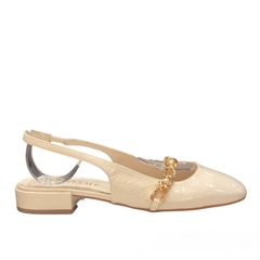 SLINGBACK SALTO BAIXO VERNIZ GELO CORRENTE PÉROLAS MAITHE 023B42