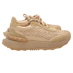 TÊNIS FEMININO COURO TRESSÊ BEGE MAITHE 38011M - loja online