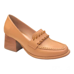 SAPATO CARAMELO SALTO BLOCO COM TIRA BRILHO MAITHE 12201M - comprar online