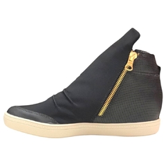 TÊNIS SIENA SNEAKER PRETO DETALHE FURINHOS E ZÍPERES LATERAIS SALTO 4,5CM ORCADE 065530C na internet