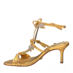 SANDÁLIA SALTO FINO MÉDIO DOURADO VICENZA 100003U - comprar online