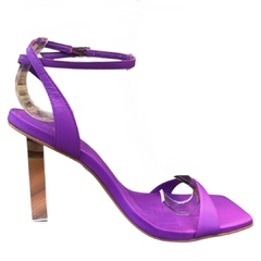 SANDÁLIA FEMININA COURO ROXO SALTO ALTO FINO ESPELHO CARRANO 564001