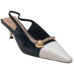 SLINGBACK COURO CROCO BICOLOR SALTO BAIXO VICENZA 11461 na internet