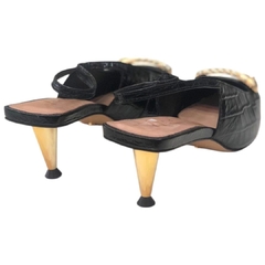 SLINGBACK COURO CROCO BICOLOR SALTO BAIXO VICENZA 11461 - PISTA LIVRE
