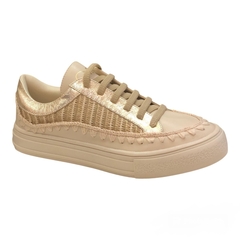 TÊNIS TEXTURIZADO RÁFIA BEGE/DOURADO MAITHE 101B42 - comprar online