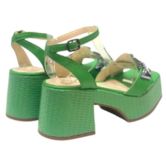 SANDÁLIA FEMININA COURO SALTO VERDE MAITHE 62015 - PISTA LIVRE