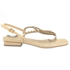 SANDÁLIA FEMININA RASTEIRA COURO OFF WHITE PEDRARIA MAITHE 180B42