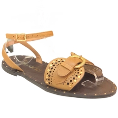 SANDÁLIA FEMININA RASTEIRA COURO FIVELA NUDE FERRUCCI 2421109CC - comprar online