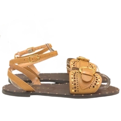 SANDÁLIA FEMININA RASTEIRA COURO FIVELA NUDE FERRUCCI 2421109CC - PISTA LIVRE