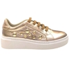 TÊNIS FEMININO METALIZADO DOURADO COURO SANTA FLOR 10024939