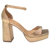SANDÁLIA FEMININA SALTO ALTO GROSSO METALIZADO DOURADO LIGHT SANTA FLOR 610007S