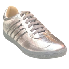 TÊNIS FEMININO COURO METALIZADO PRATA BRILHO MAITHE 197B42 - comprar online