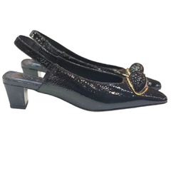 SCARPIN SLINGBACK VERNIZ PRETO SALTO BLOCO VICENZA P118990003 - loja online