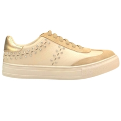 TÊNIS FEMININO COURO PEDRARIA NUDE MAITHE 260B42