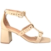 SANDÁLIA FEMININA SALTO BLOCO CALCANHAR FECHADO OFF WHITE SANTA FLOR 343041
