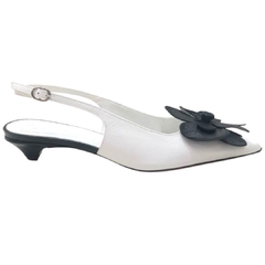 SLINGBACK COURO BICOLOR FLOR SALTO BAIXO VICENZA 101810050