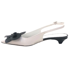 SLINGBACK COURO BICOLOR FLOR SALTO BAIXO VICENZA 101810050 na internet