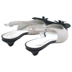 SLINGBACK COURO BICOLOR FLOR SALTO BAIXO VICENZA 101810050 - PISTA LIVRE