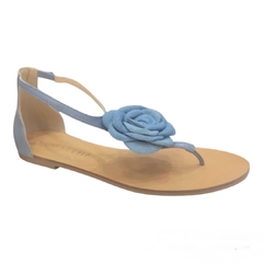 SANDÁLIA RASTEIRA FLOR CALCANHAR FECHADO AZUL MAITHE 95235 - comprar online