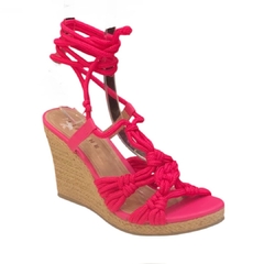 SANDÁLIA FEMININA ANABELA AMARRAÇÃO PINK LIA LINE 218871018 - comprar online