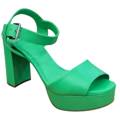 SANDÁLIA FEMININA COURO SALTO ALTO GROSSO VERDE CARRANO 134839 - comprar online