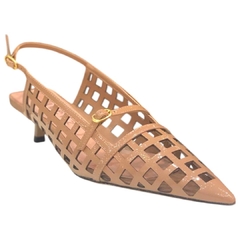 SCARPIN SLINGBACK VERNIZ NUDE SALTO BAIXO FINO VICENZA P118650001 - comprar online