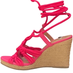 SANDÁLIA FEMININA ANABELA AMARRAÇÃO PINK LIA LINE 218871018 na internet