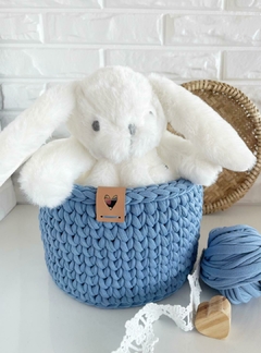 Cachepô Azul Jeans + Coelhinho