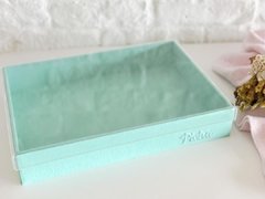 Caixa G Azul Tiffany com Tampa de Acrílico