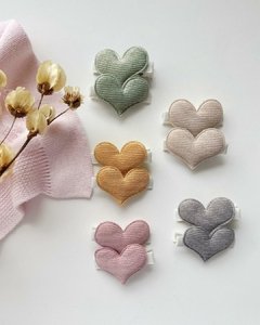 Par Hair Clips Veludo Coração Off White - comprar online
