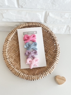 Mini Laço Tricot Rosa Candy - comprar online